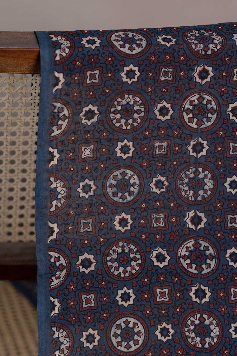 Indigo Ajrak Mul Cotton Fabric - 0.9m