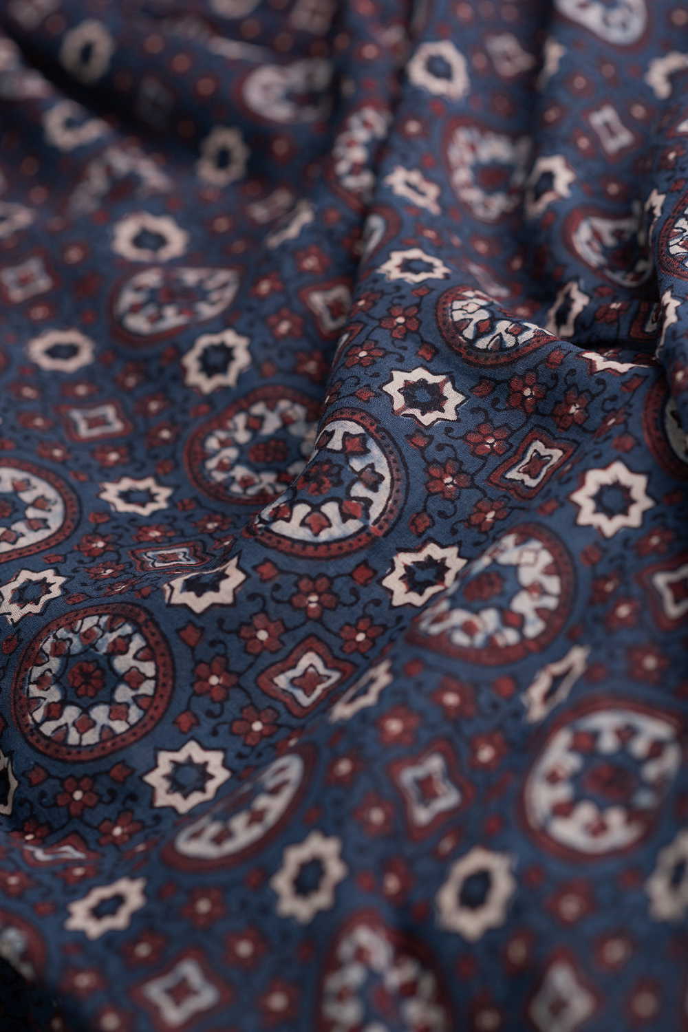 Indigo Ajrak Mul Cotton Fabric - 0.9m - Image 3