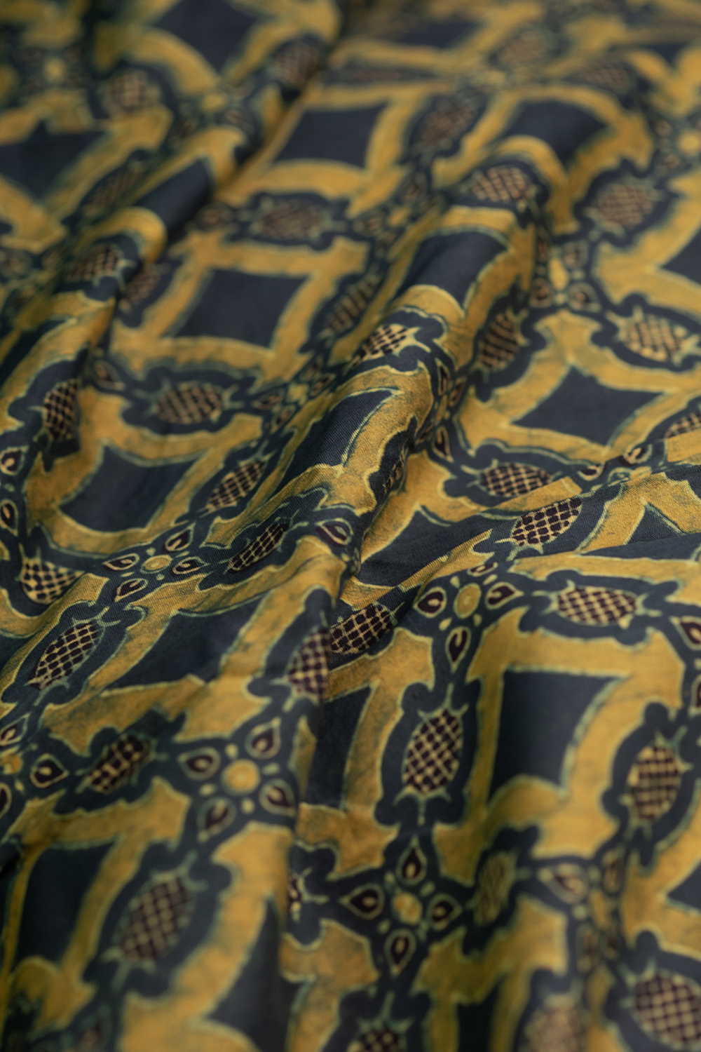 Green Ajrak Chanderi Silk Cotton Fabric - 2m - Image 3