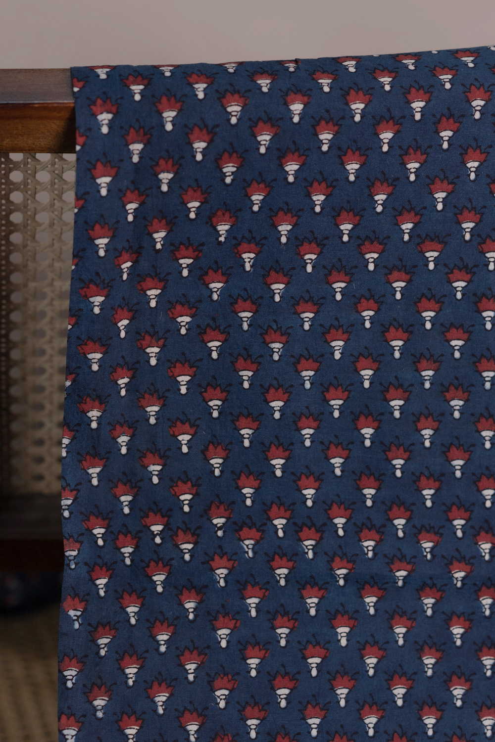 Dark Indigo Ajrak Cotton Fabric - 0.85m - Image 2