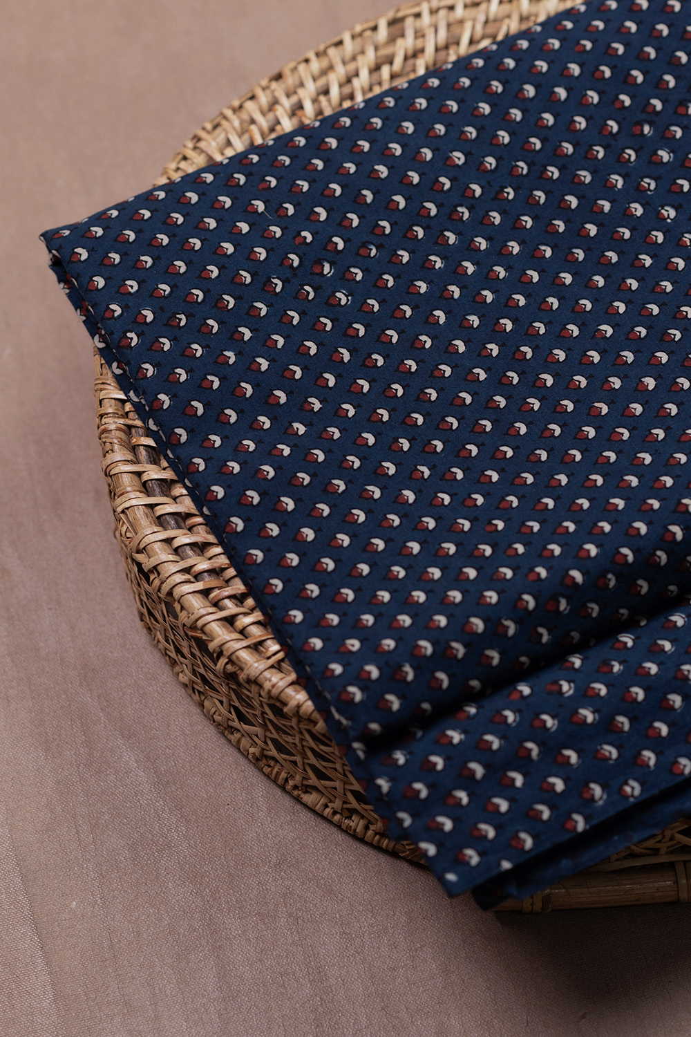Indigo with Tiny Motifs Ajrak Cotton Fabric - 0.9m