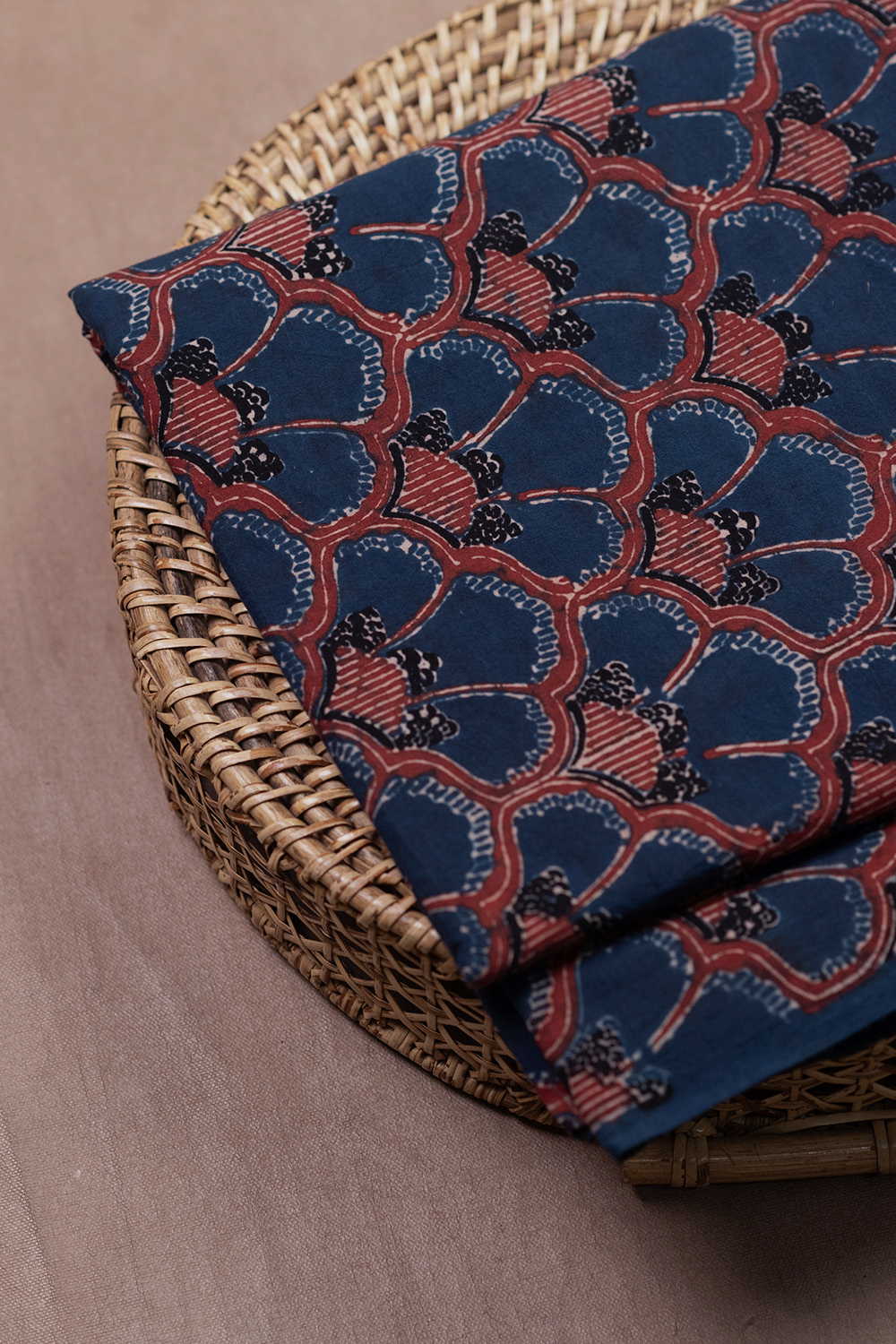 Maroon Design - Indigo Ajrak Cotton Fabric - 1.2m