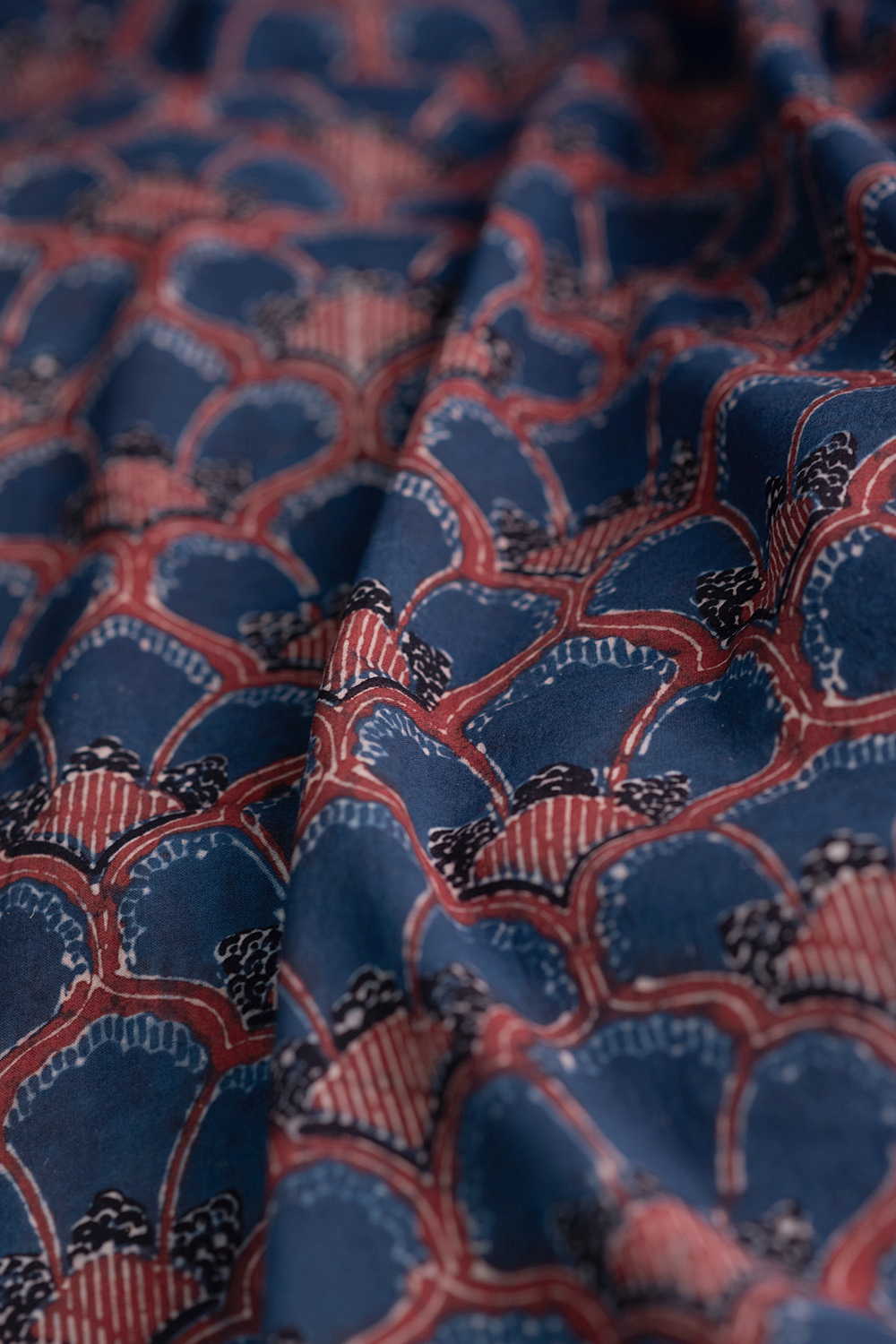 Maroon Design - Indigo Ajrak Cotton Fabric - 1.2m - Image 3