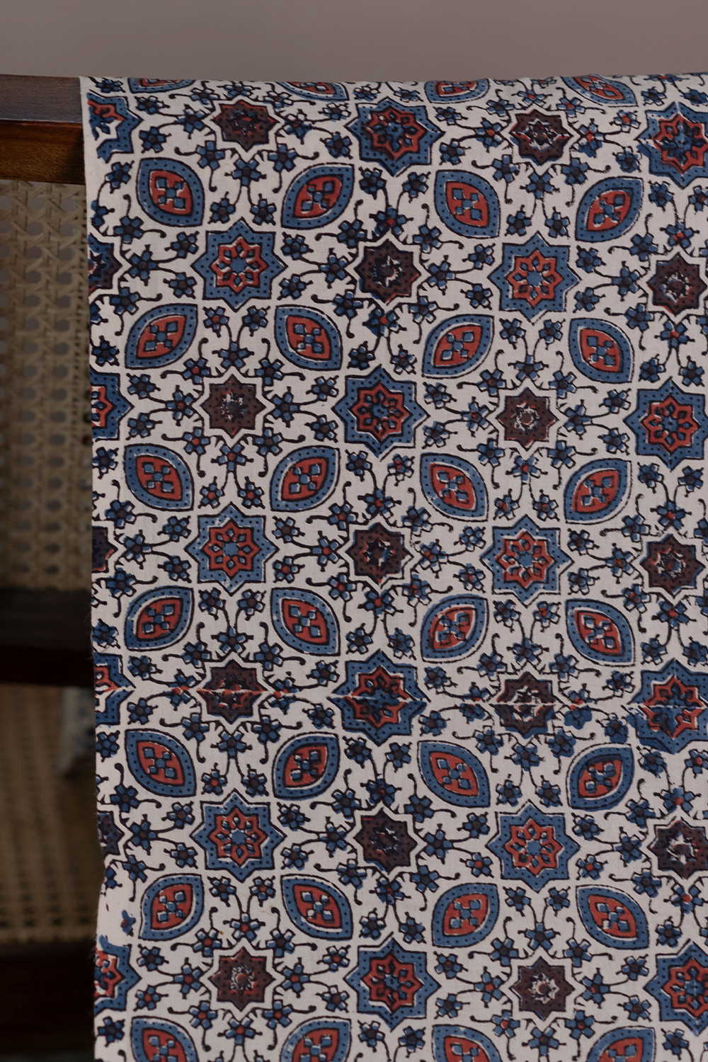 Intricate Design - Cream Ajrak Cotton Fabric - 0.75m - Image 2