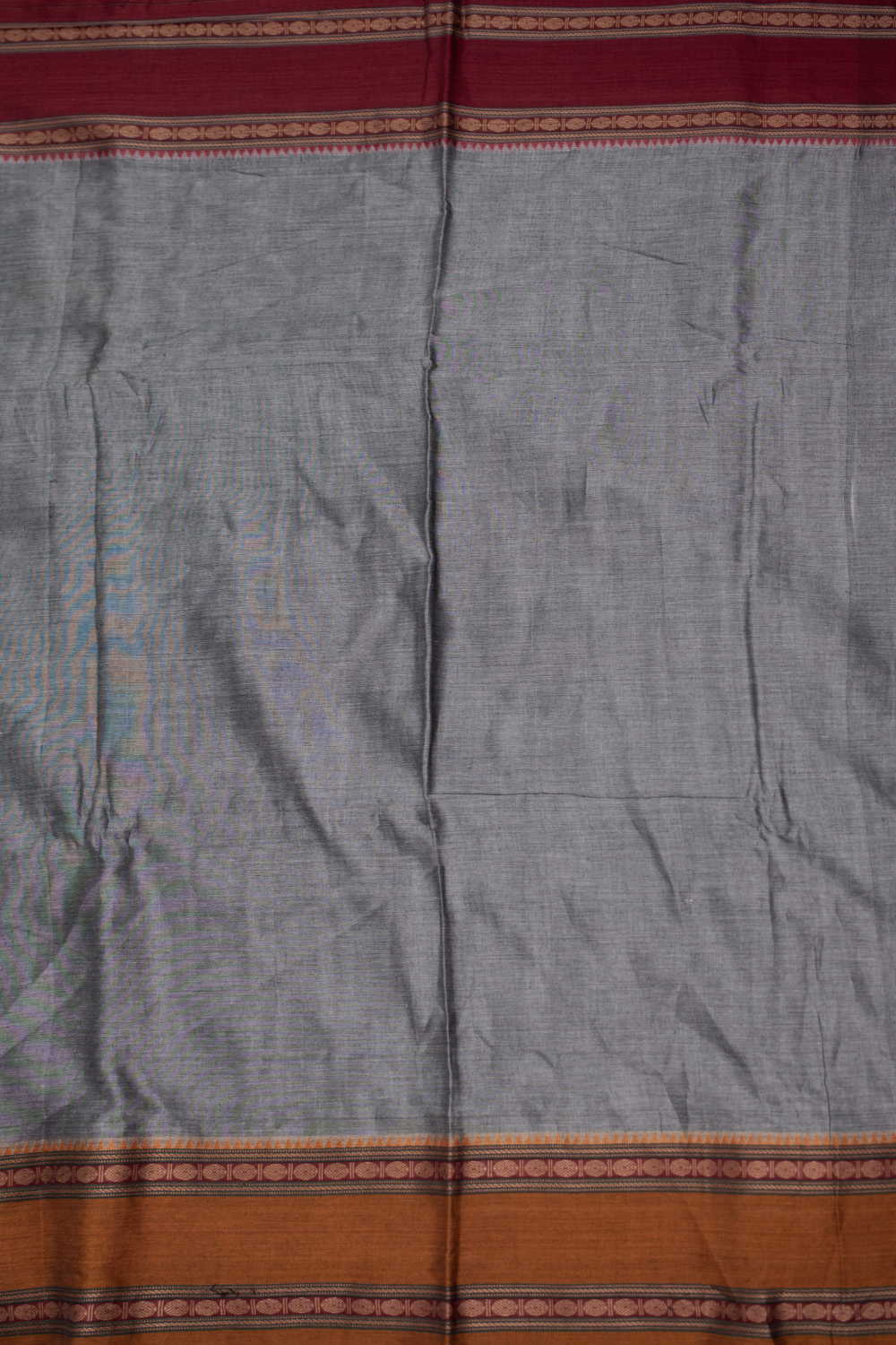 Grey Narayanpet Border Cotton Fabric - 0.7m - Image 4
