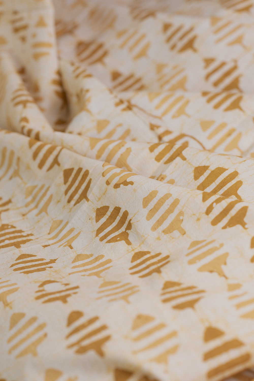 Yellow Leaf Butta Block Printed Batik Cotton Fabric - 0.5m - Image 3