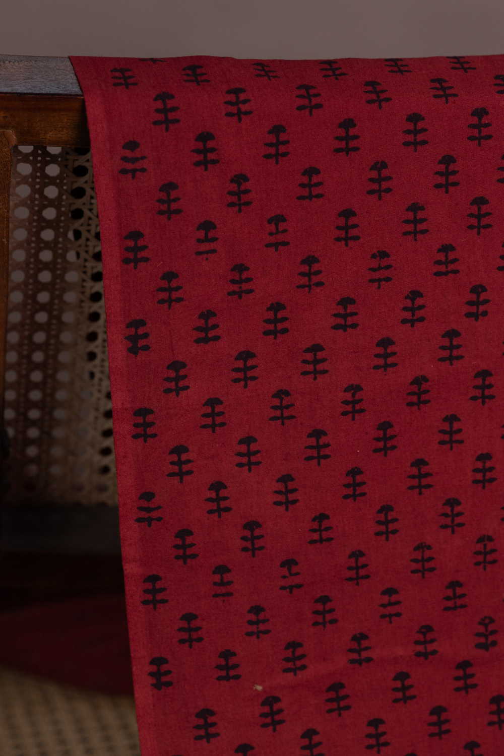 Black Motifs - Maroon Ajrak Cotton Fabric - 1.5M - Image 2