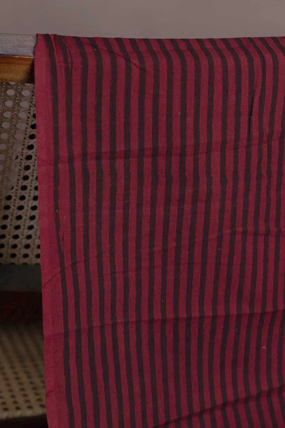 Burnt Maroon with Stripe Ajrak Cotton Fabric-1 m - Image 2