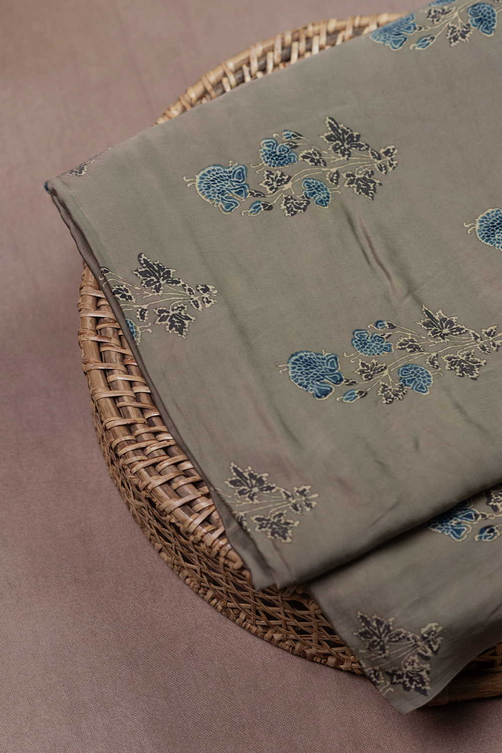 Butta Floral Ajrak Modal Silk Fabric - 1.2m