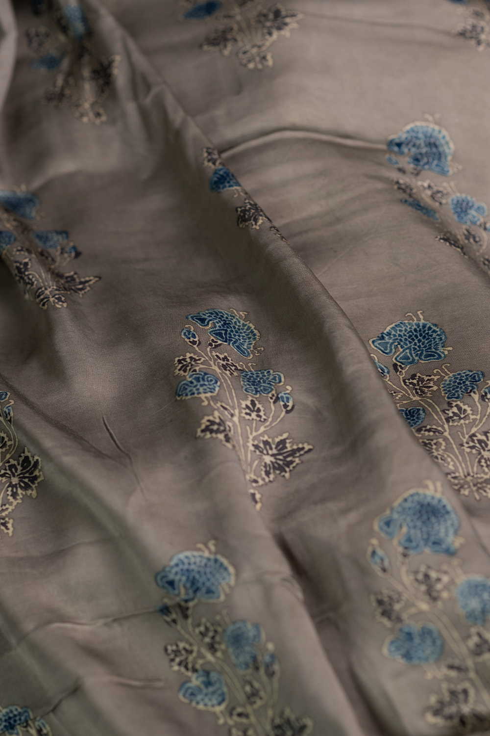 Butta Floral Ajrak Modal Silk Fabric - 1.2m - Image 2