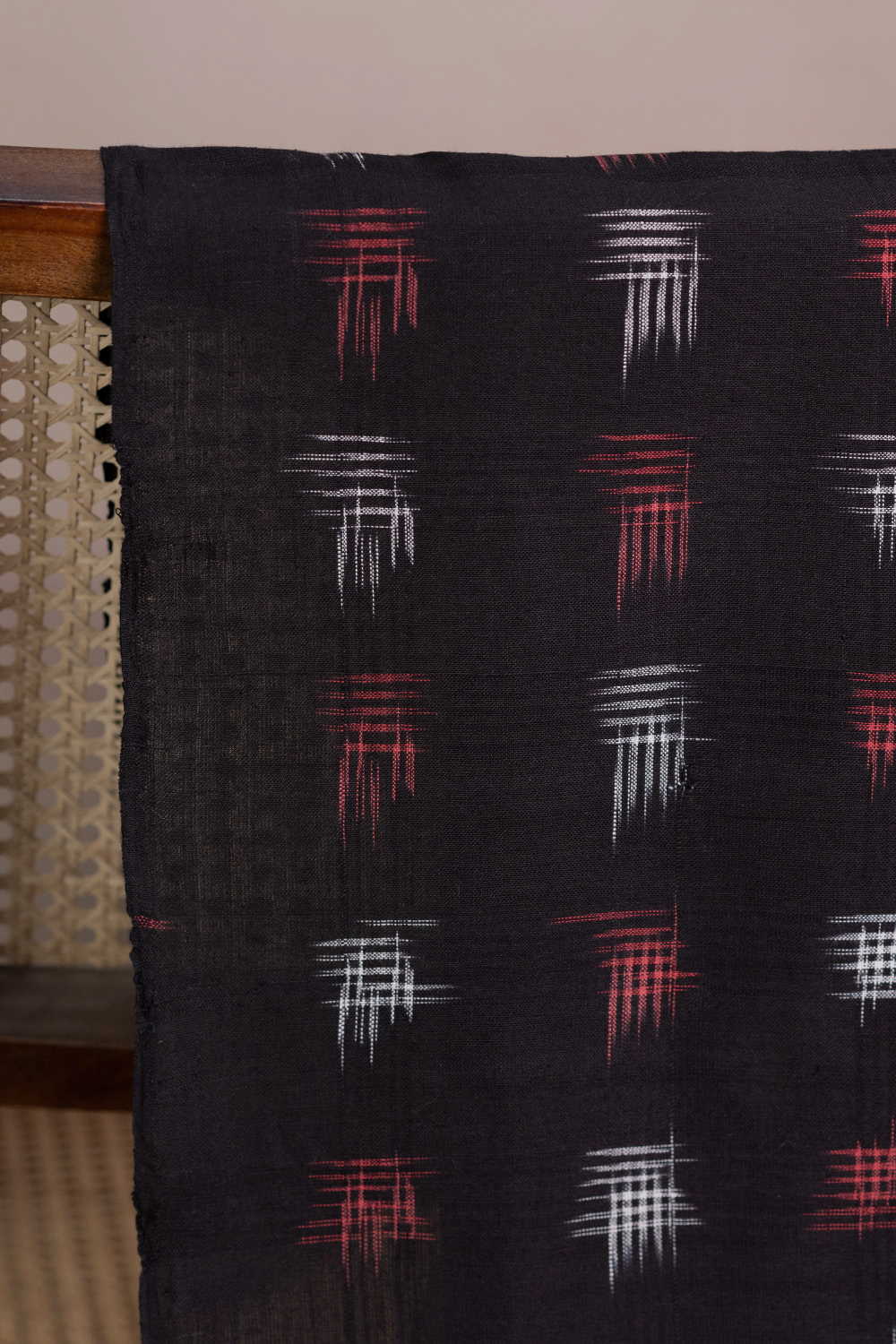 Maroon & Cream Butta Ikat Cotton Fabric-0.5 m