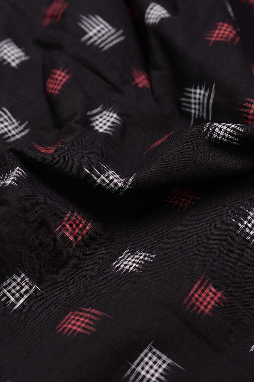 Maroon & Cream Butta Ikat Cotton Fabric-0.5 m - Image 3