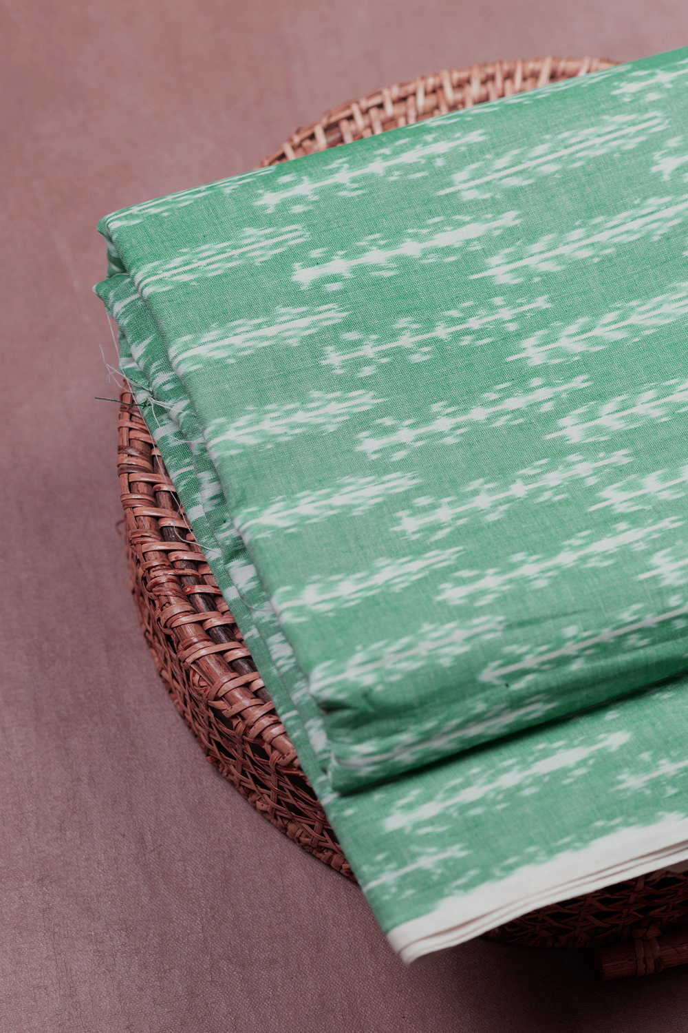 Light Green Ikat Cotton Fabric - 0.8m