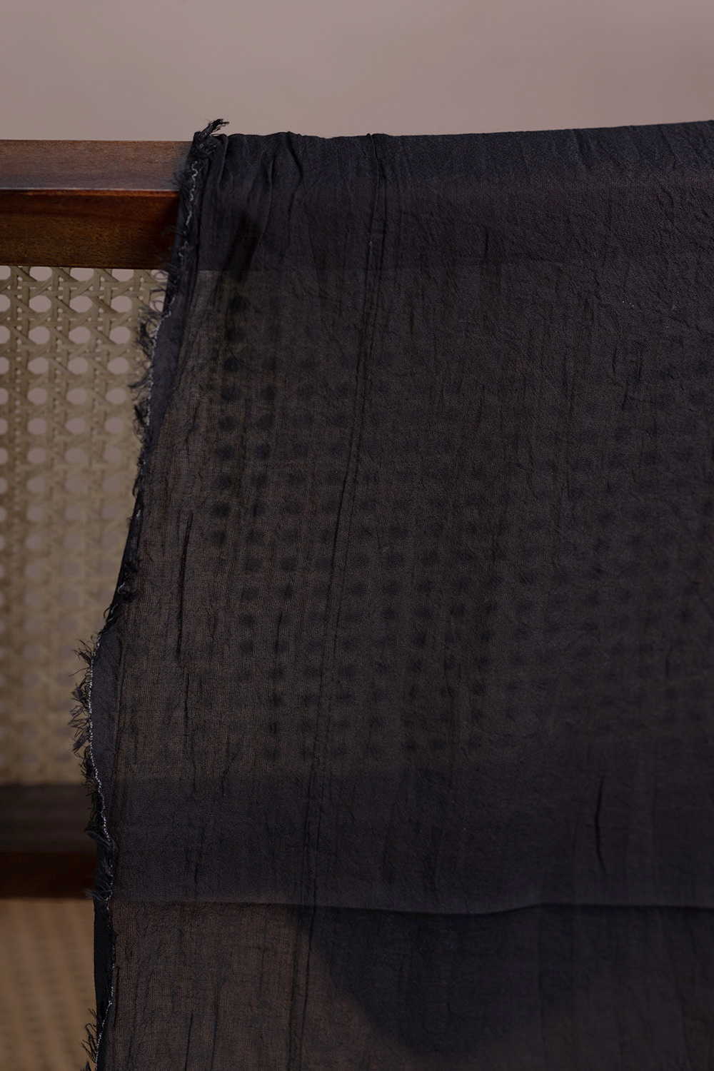 Black Plain Mul Cotton Fabric - 1m - Image 2
