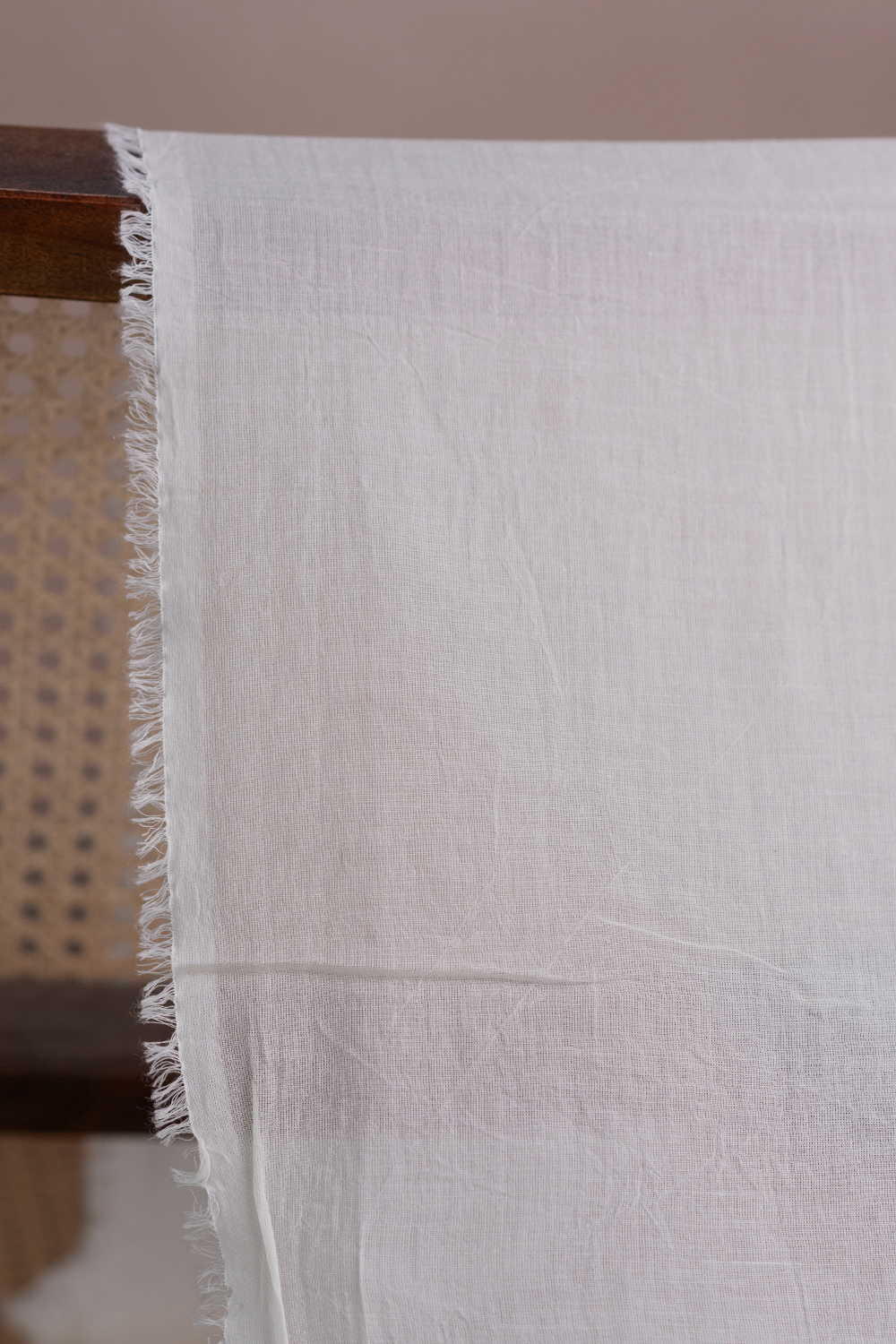 Off-White Mul Cotton Fabric - 0.65m - Image 2