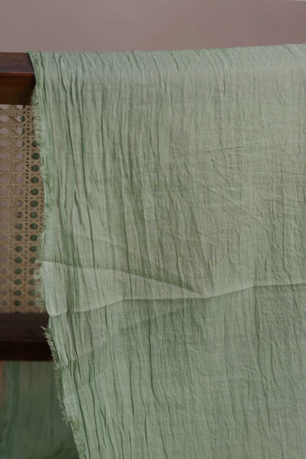 Sage Green Mul Cotton Fabric - 1.1m - Image 3