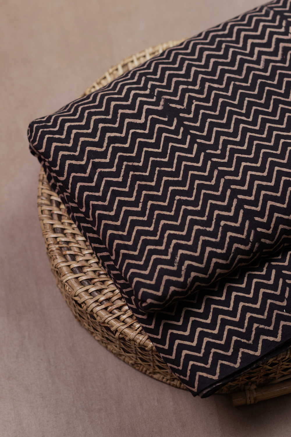 Chevron - Black Ajrak Cotton Fabric-0.5m