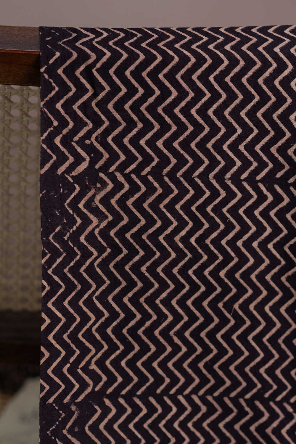 Chevron - Black Ajrak Cotton Fabric-0.5m - Image 2