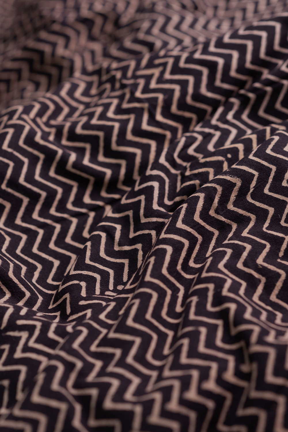 Chevron - Black Ajrak Cotton Fabric-0.5m - Image 3