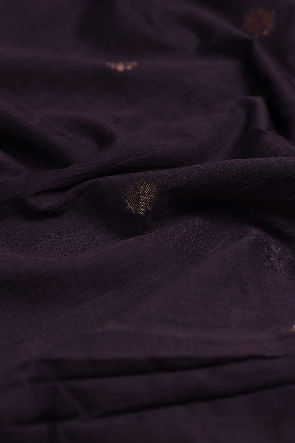 Mauve Purple with Zari Butti Jamdani Cotton Fabric-0.55 m - Image 3