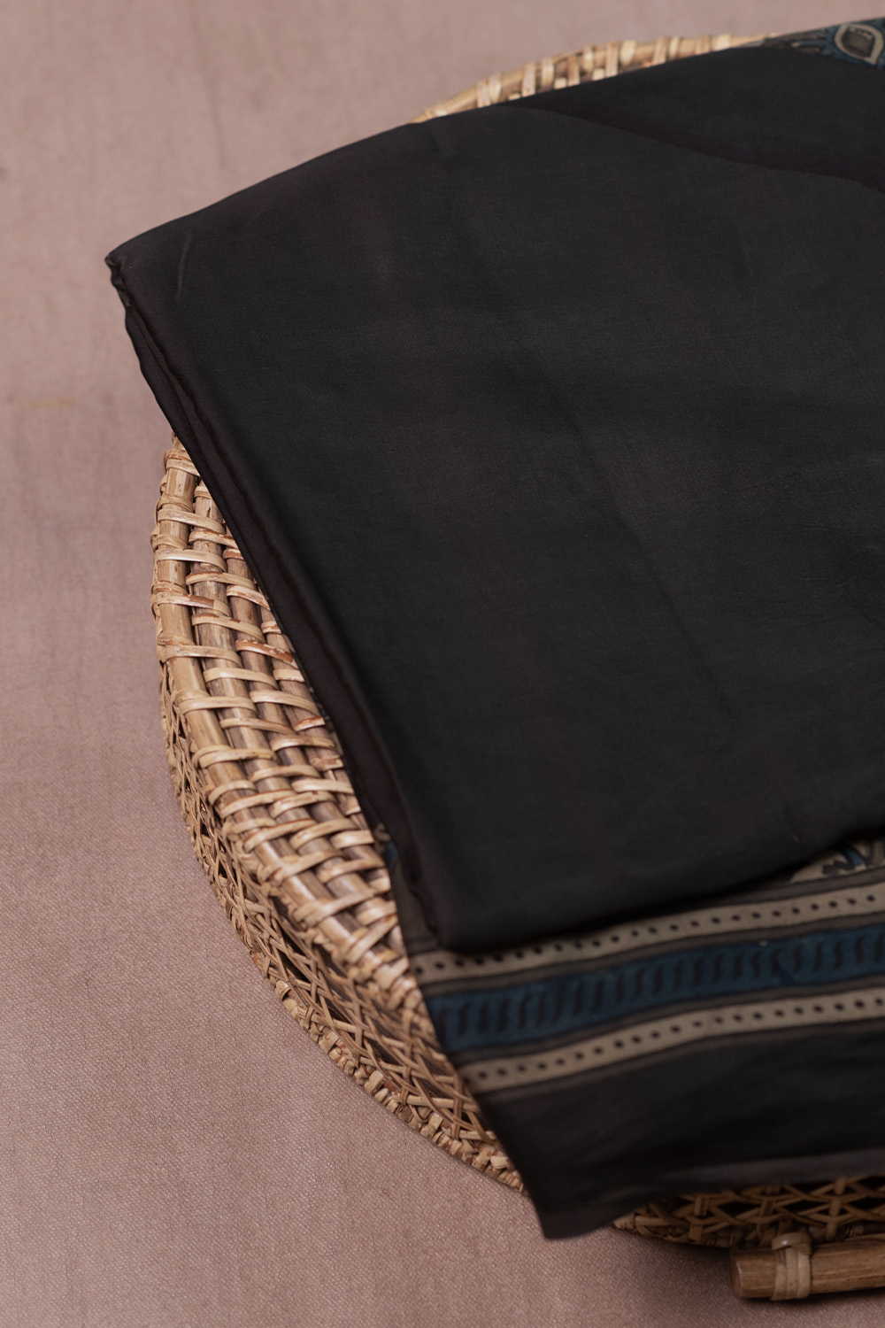 Deep Olive Grey Ajrak Modal Silk Fabric - 0.95m - Image 3