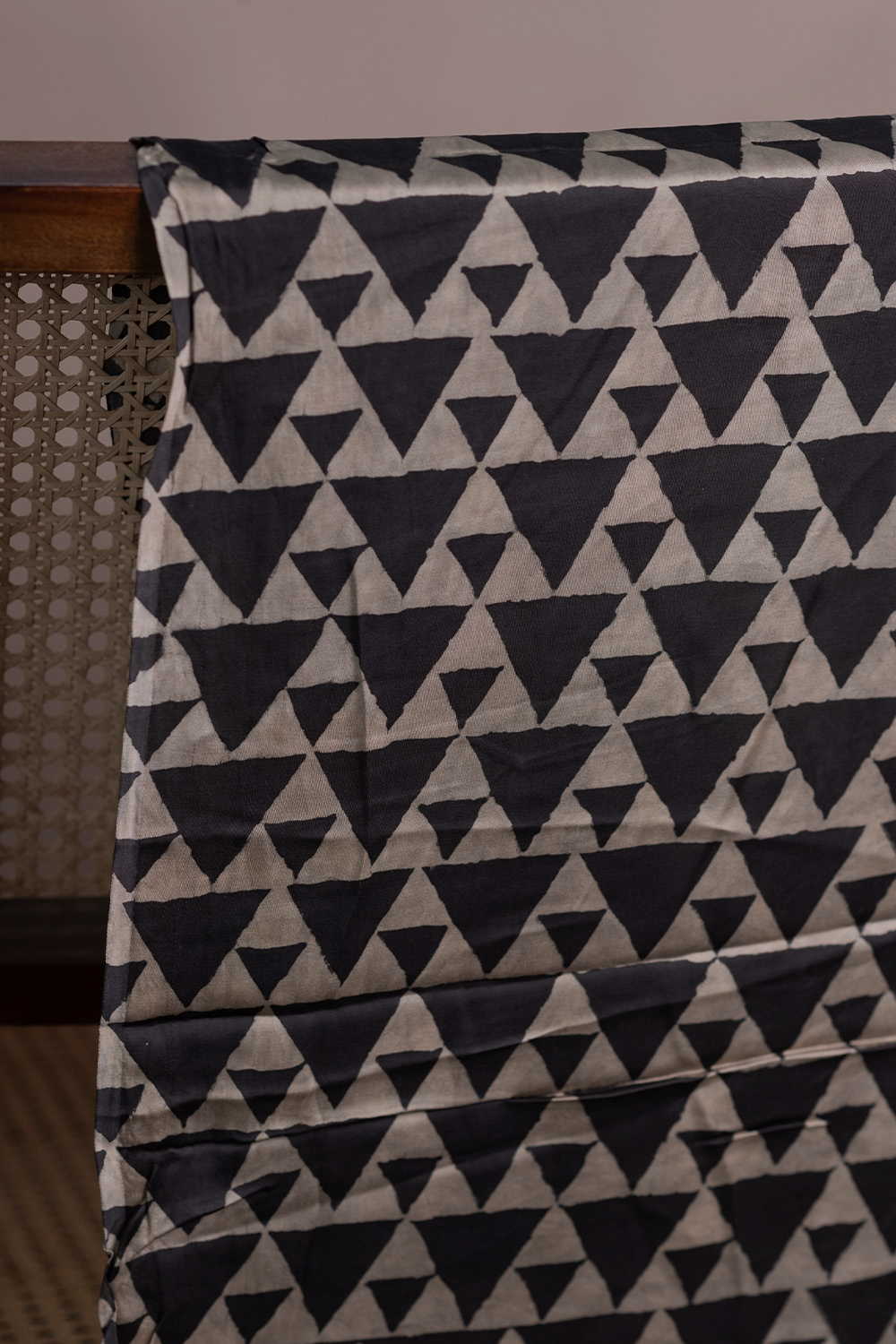 Pyramid on Grey Block Printed Modal Silk Fabric - 1m - Image 2