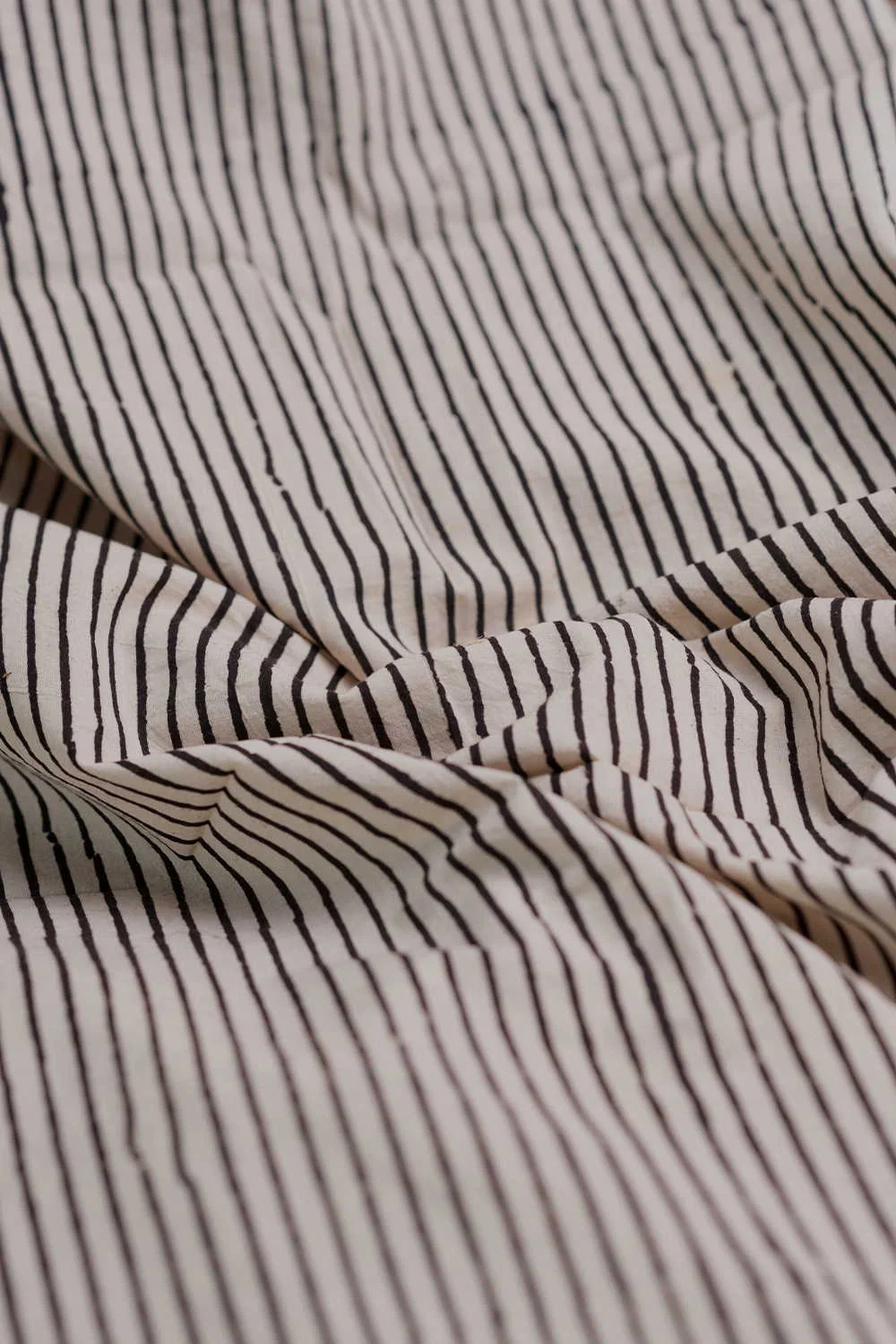 Black Stripes on Cream Ajrak Cotton Fabric - 0.85m