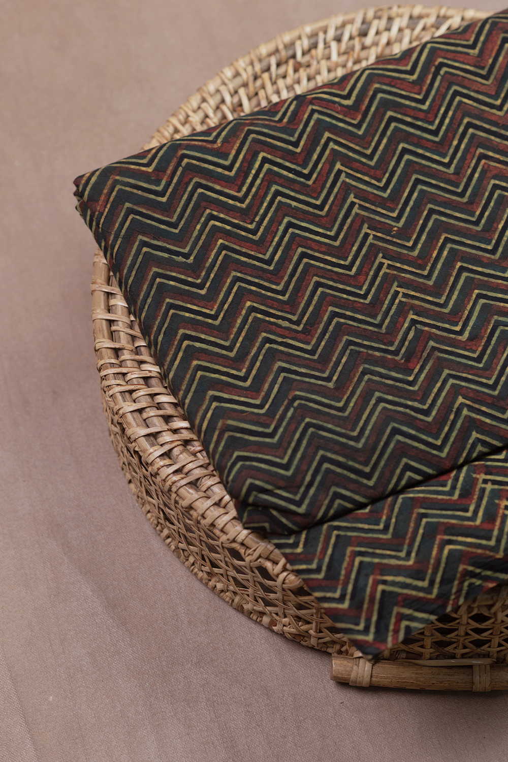 Chevron - Green Ajrak Cotton Fabric - 2m