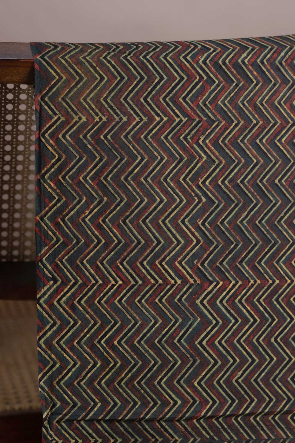 Chevron - Green Ajrak Cotton Fabric - 2m - Image 2