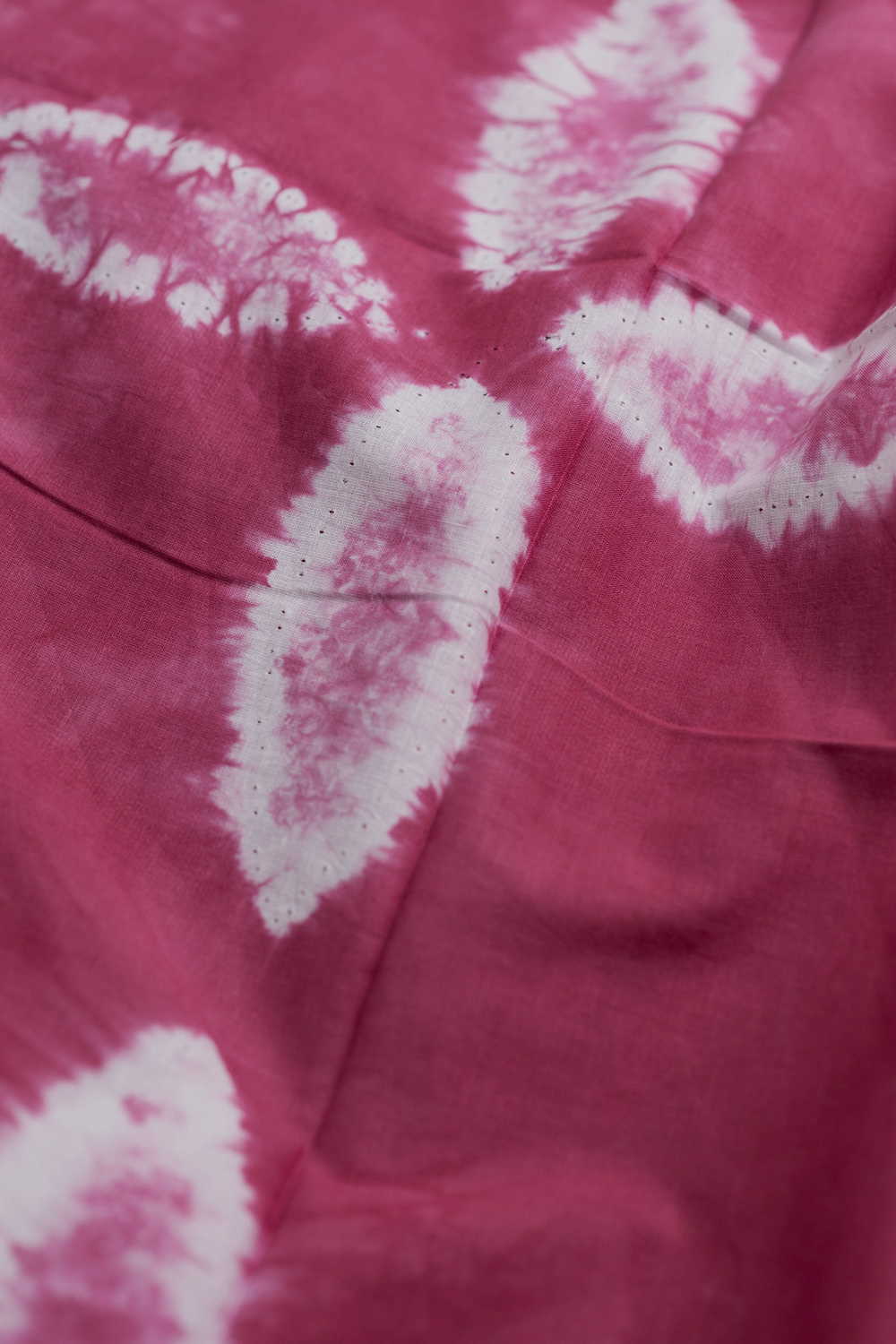 Ceriese Pink Shibori Block Printed Cotton Fabric-0.85 m - Image 2