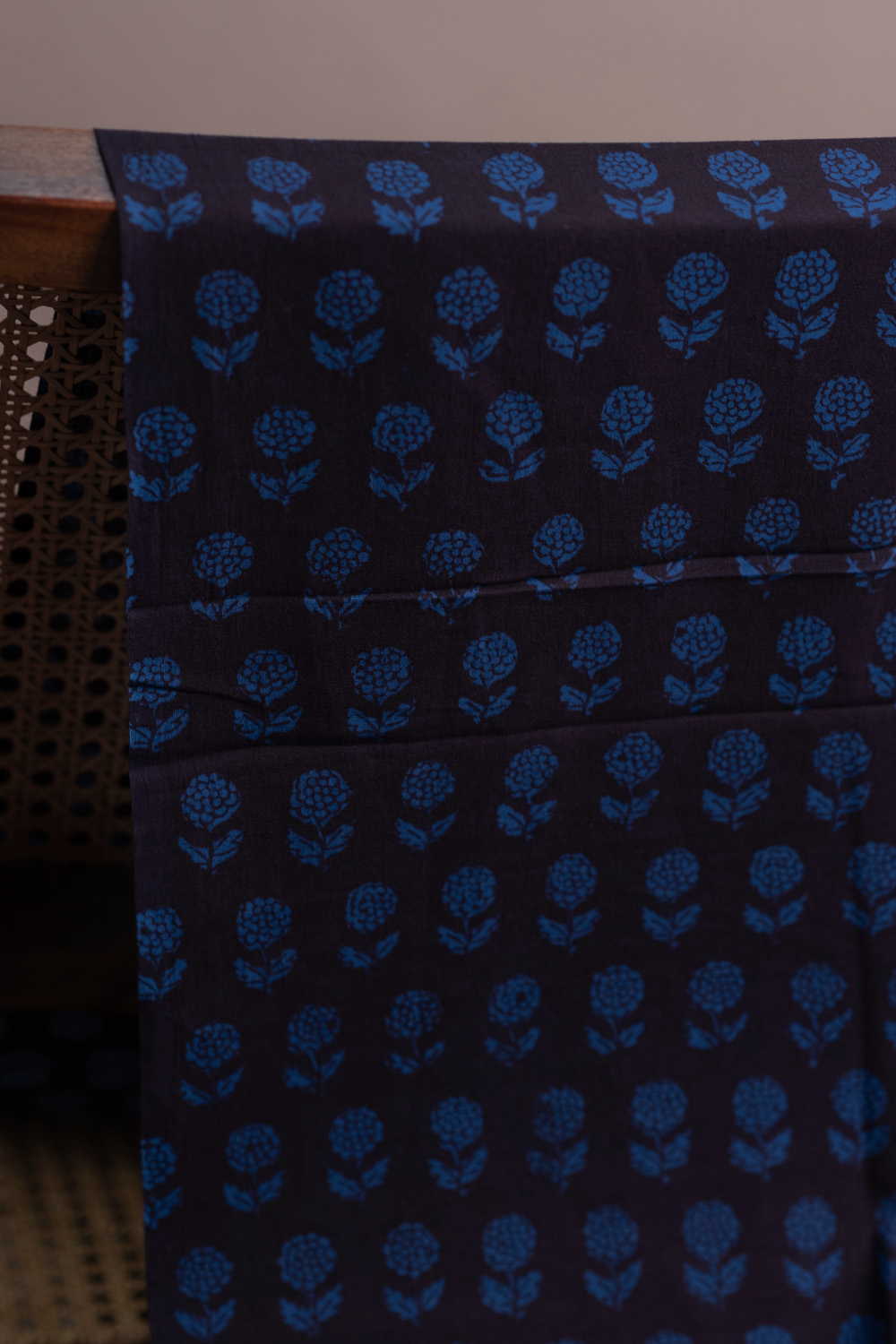 Blue Florets Bagh Cotton Fabric - 0.7m - Image 2
