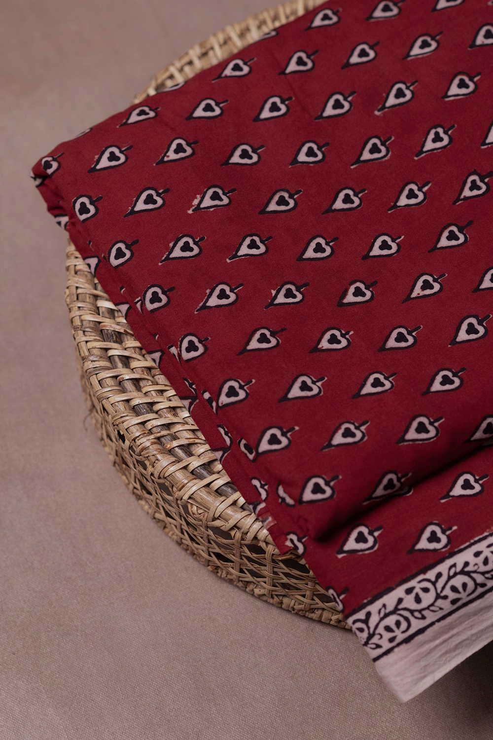 Leaf Butta - Maroon Bagh Cotton Fabric - 0.5m - Image 3