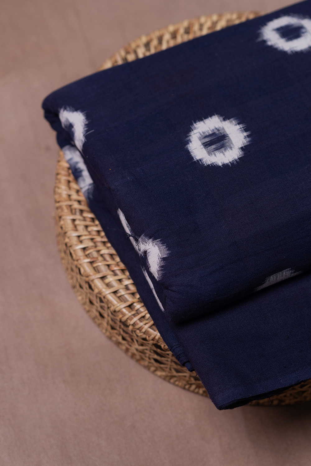 Circle Butta - Blue Ikat Cotton Fabric - 0.55m