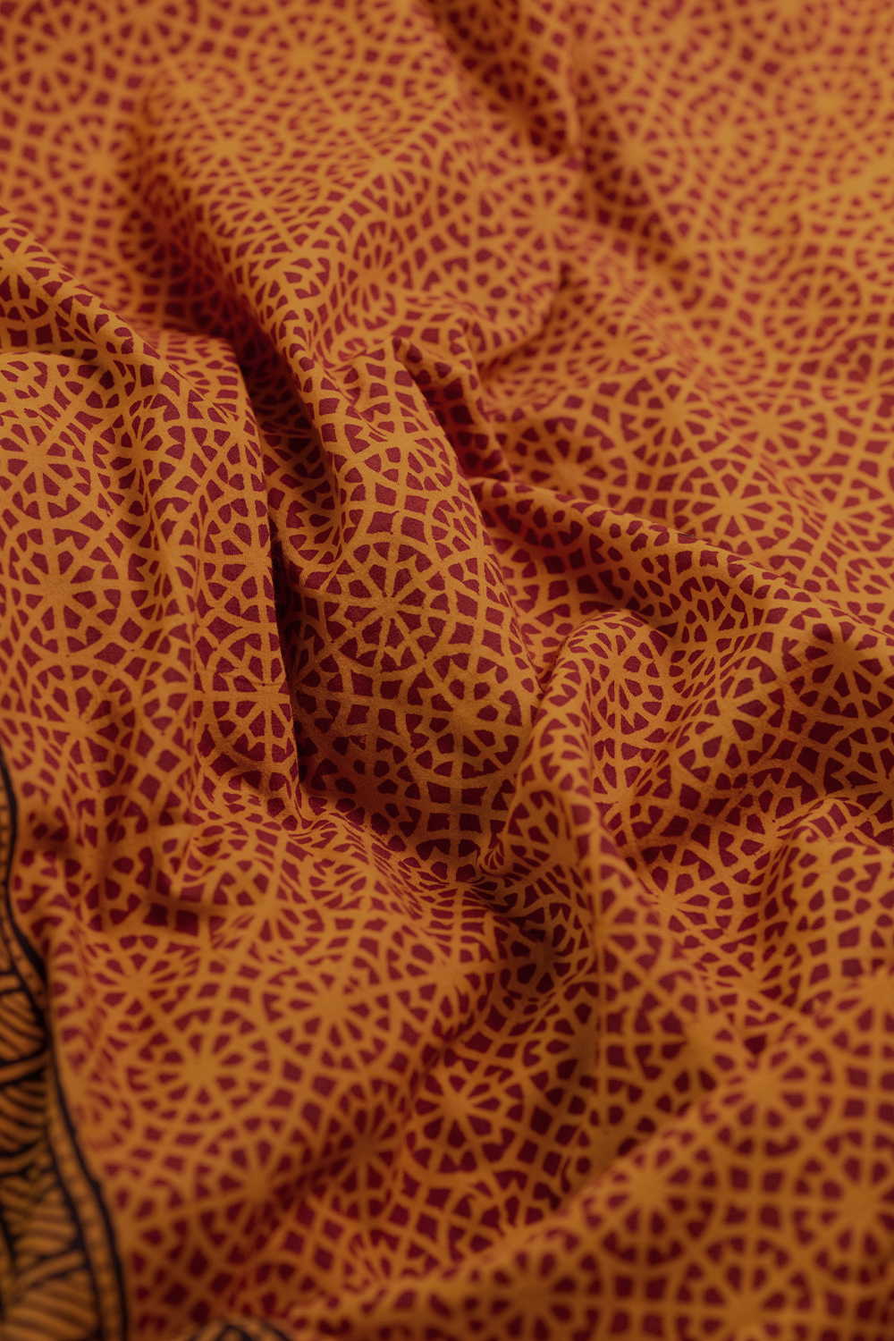 Dark Yellow Bagh Cotton Fabric - 0.6m - Image 2
