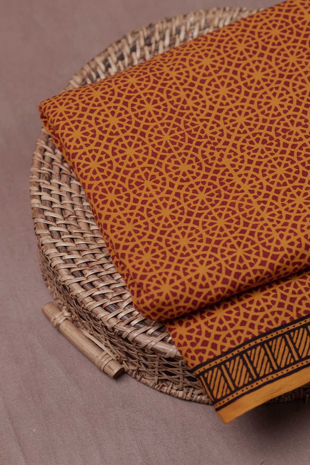 Dark Yellow Bagh Cotton Fabric - 0.6m - Image 3