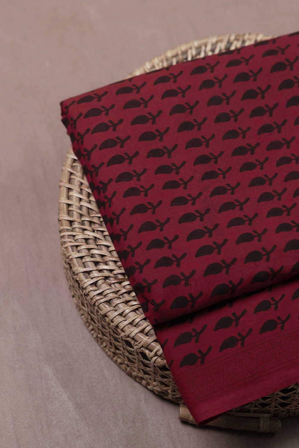 Classic Butta on Maroon Bagh Cotton Fabric - 1.4m - Image 3