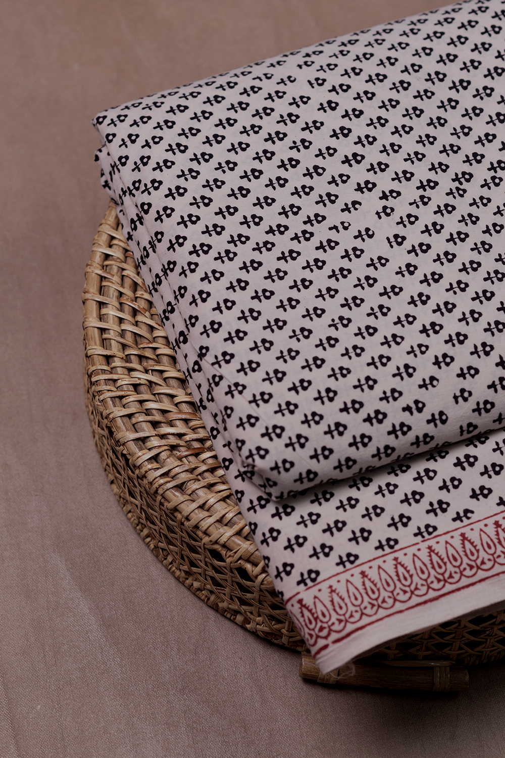 Cream With Tiny Motif Bagh Cotton Fabric - 1.5m