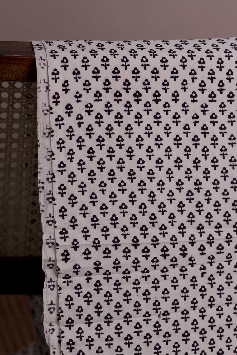 Cream With Tiny Motif Bagh Cotton Fabric - 1.5m - Image 2