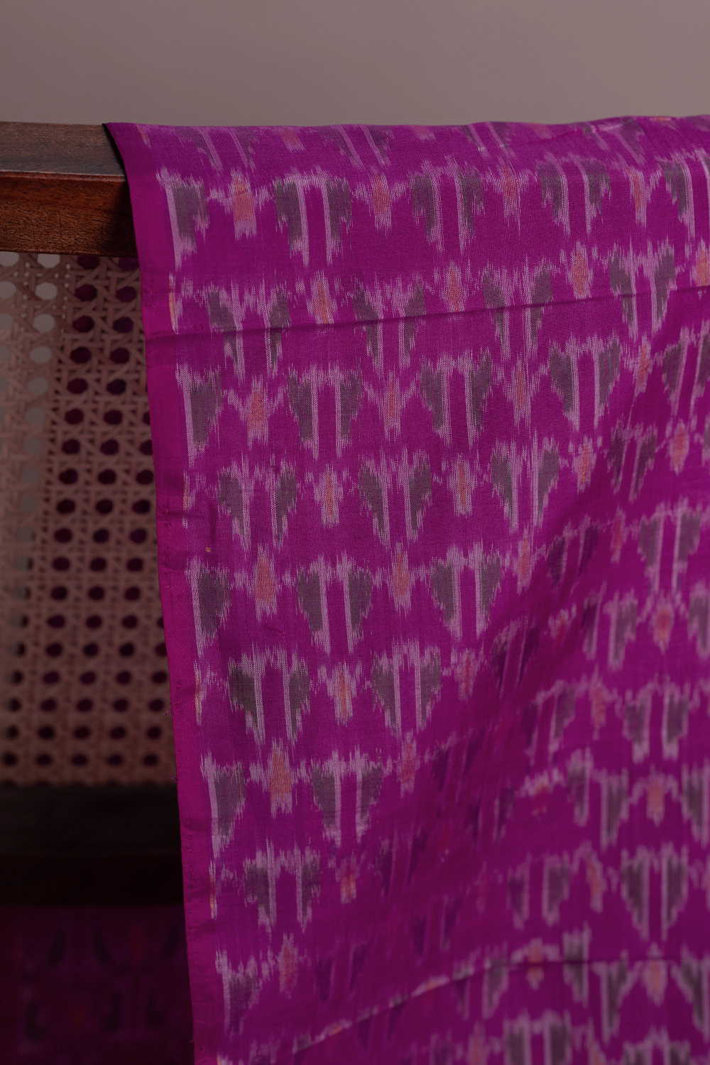 Dark Pink Ikat Silk Cotton Fabric - 0.5m