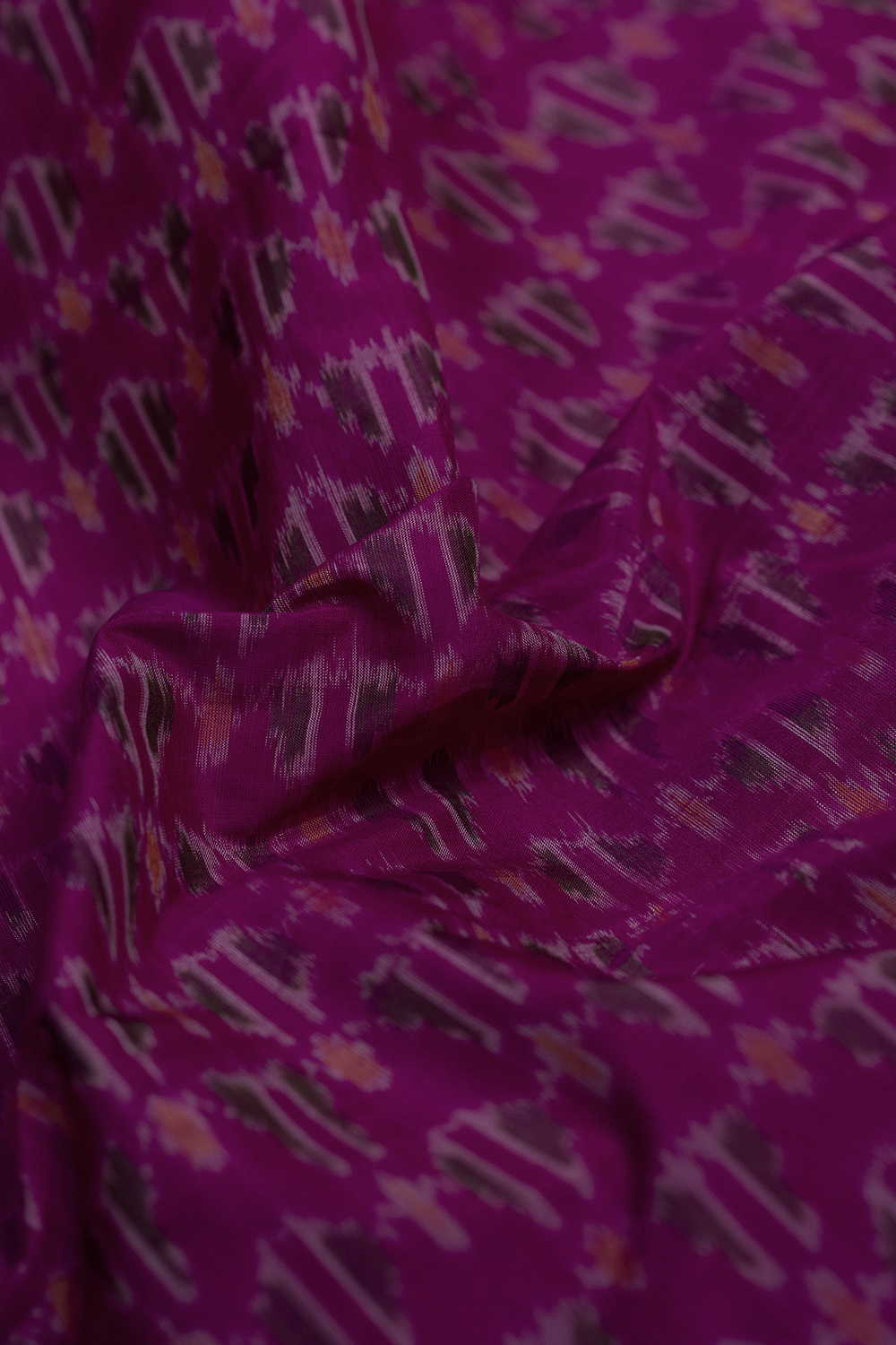 Dark Pink Ikat Silk Cotton Fabric - 0.5m - Image 2