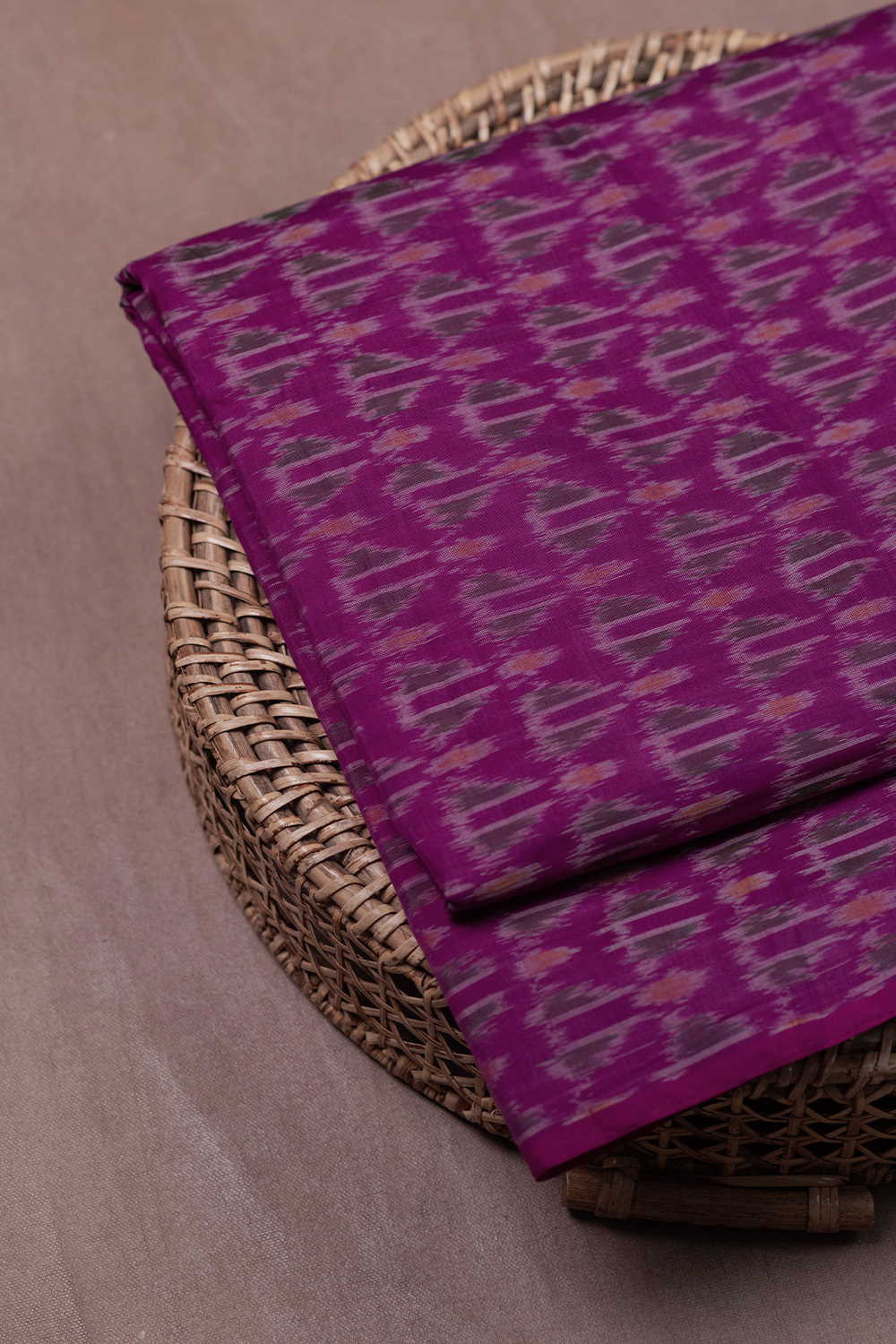 Dark Pink Ikat Silk Cotton Fabric - 0.5m - Image 3