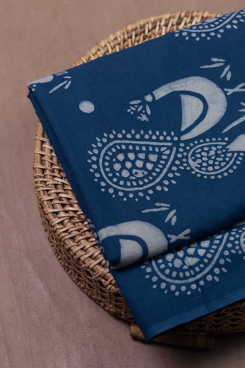 Peacock Tales Dabu Cotton Fabric - 0.85m - Image 2