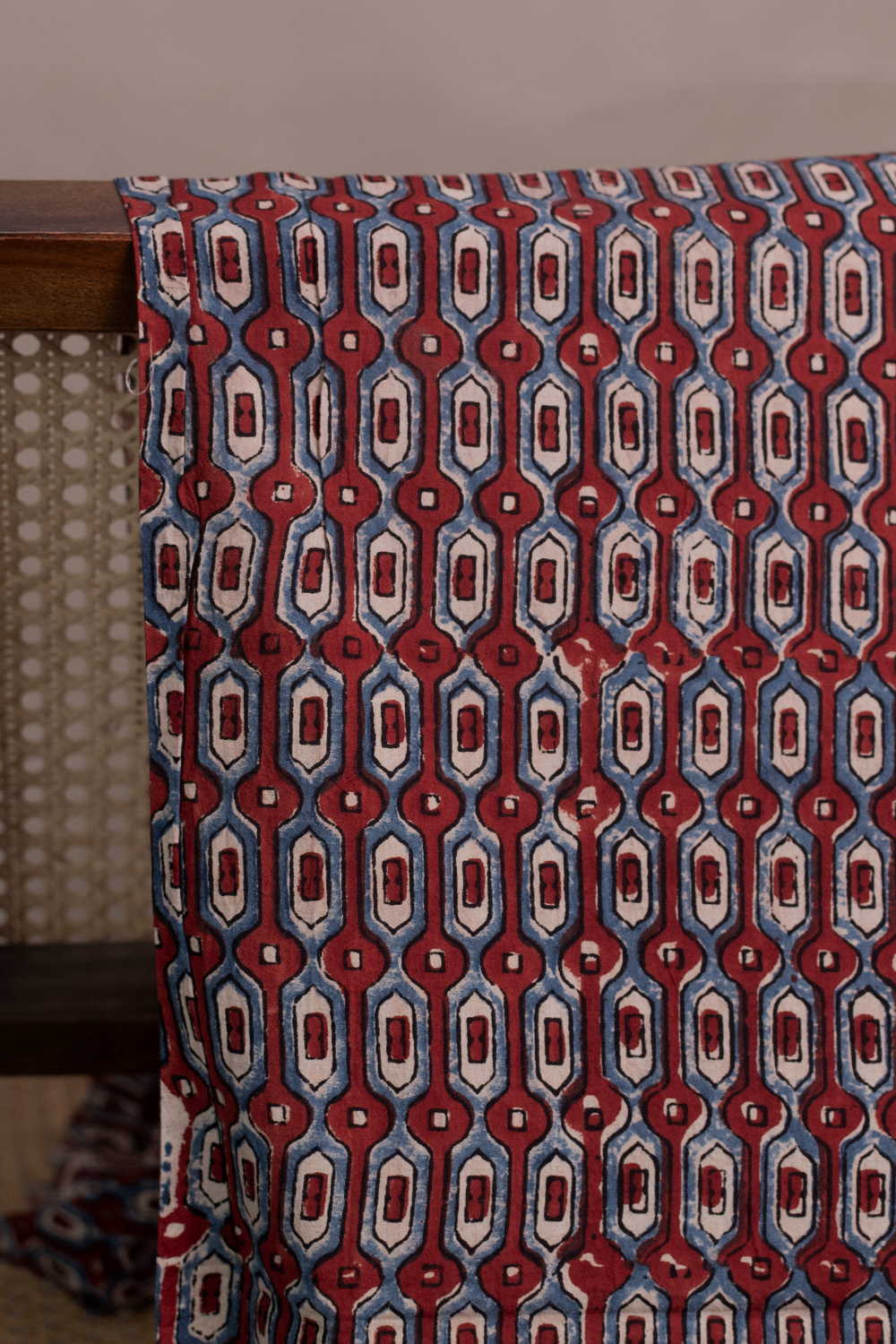 Geometric Linked pattern Ajrak Cotton Fabric - 1.1m - Image 2