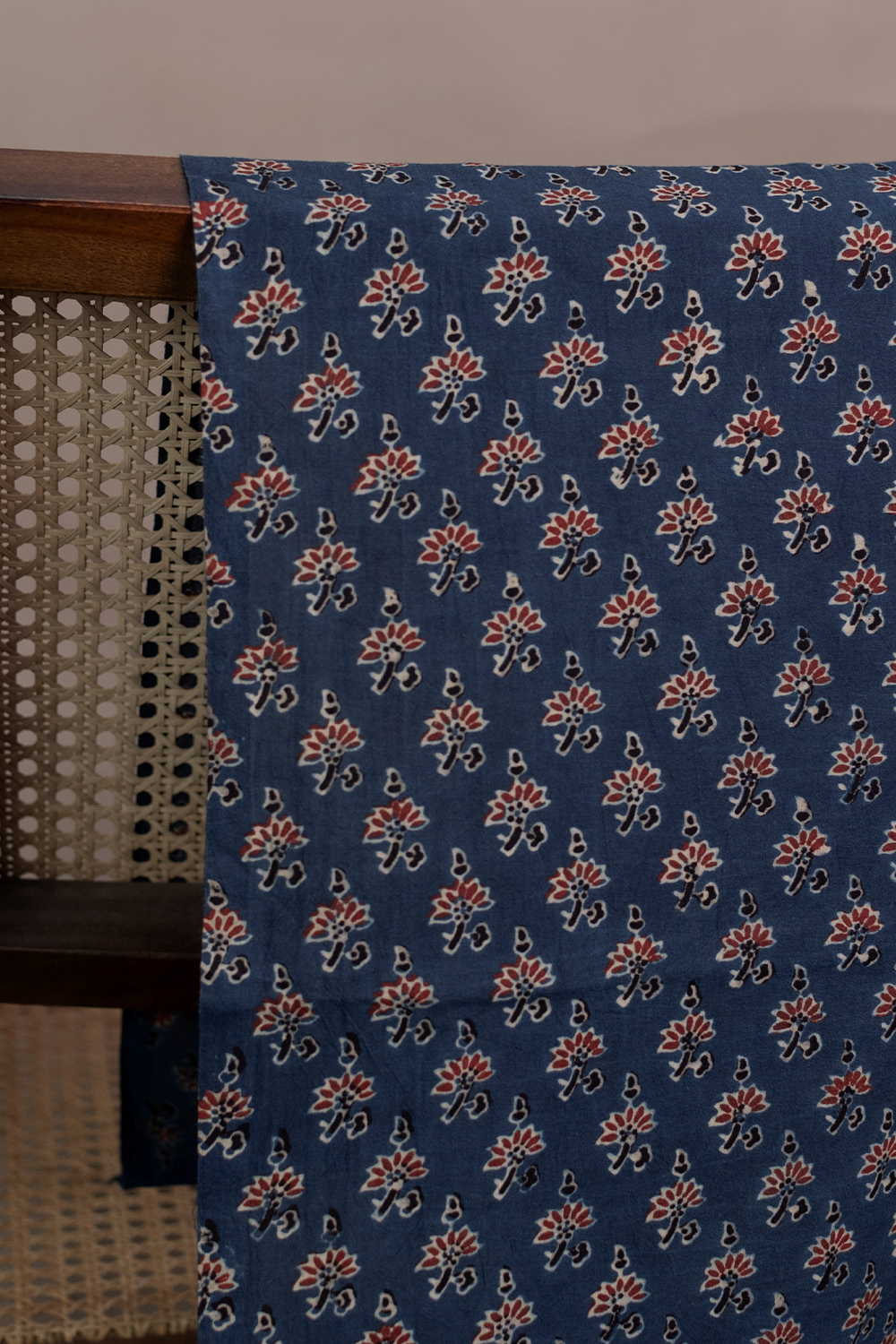 Midnight Blossom Ajrak Cotton Fabric - 1.1m - Image 2