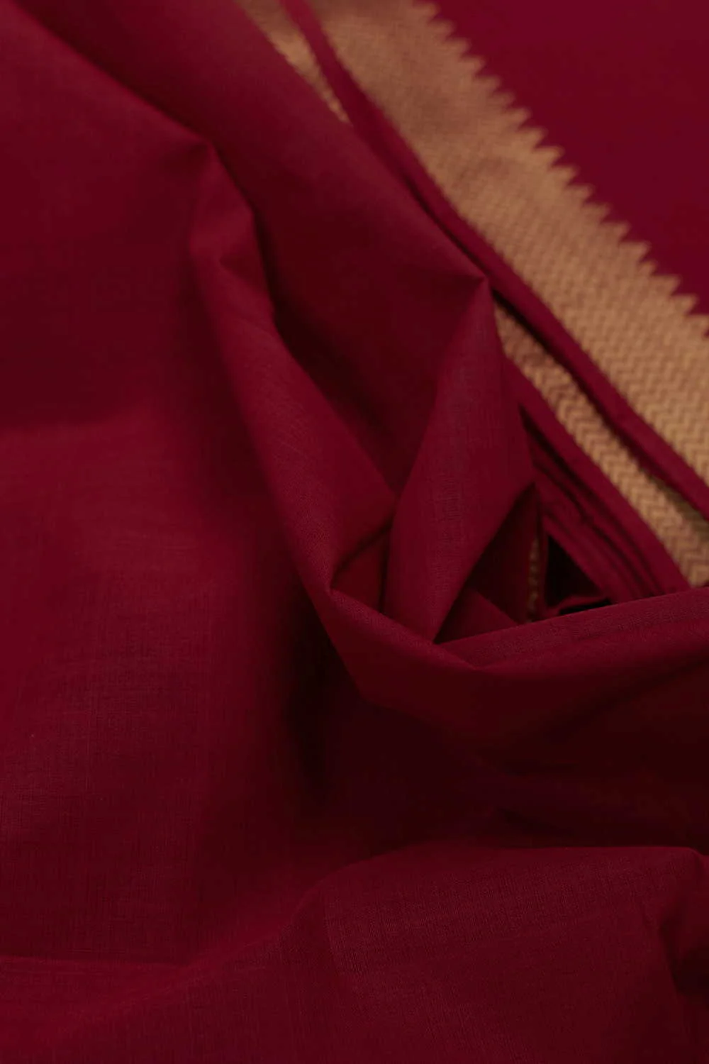 Chestnut Red BorderedMangalagiri Cotton Fabric - 1.3m - Image 3