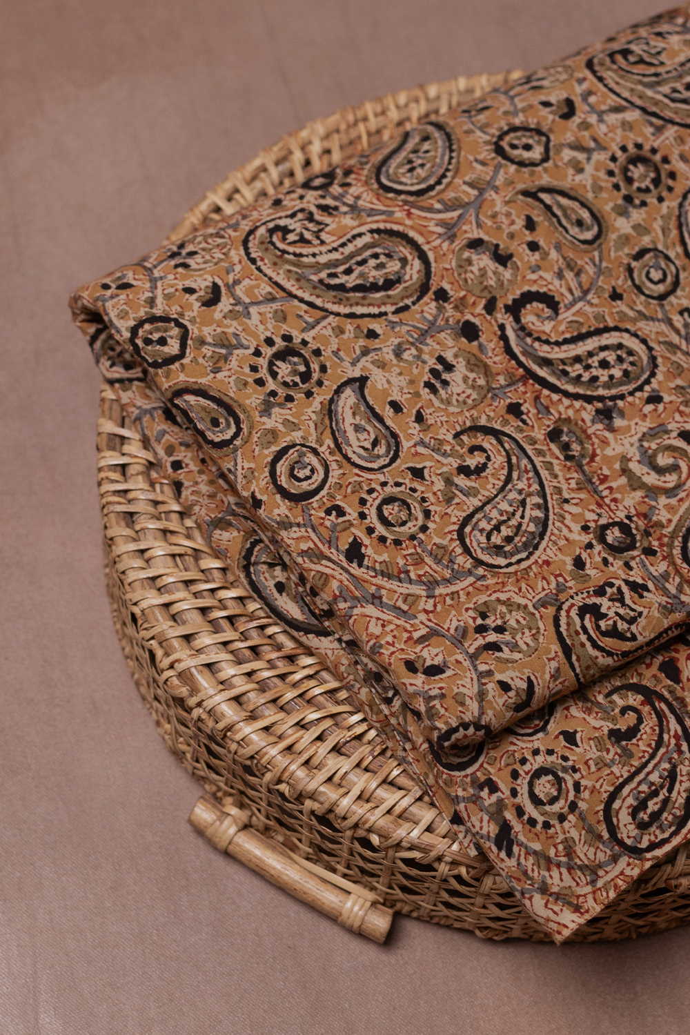 Sandstone Paisley Printed kalamkari Cotton Fabric - 0.5m - Image 3