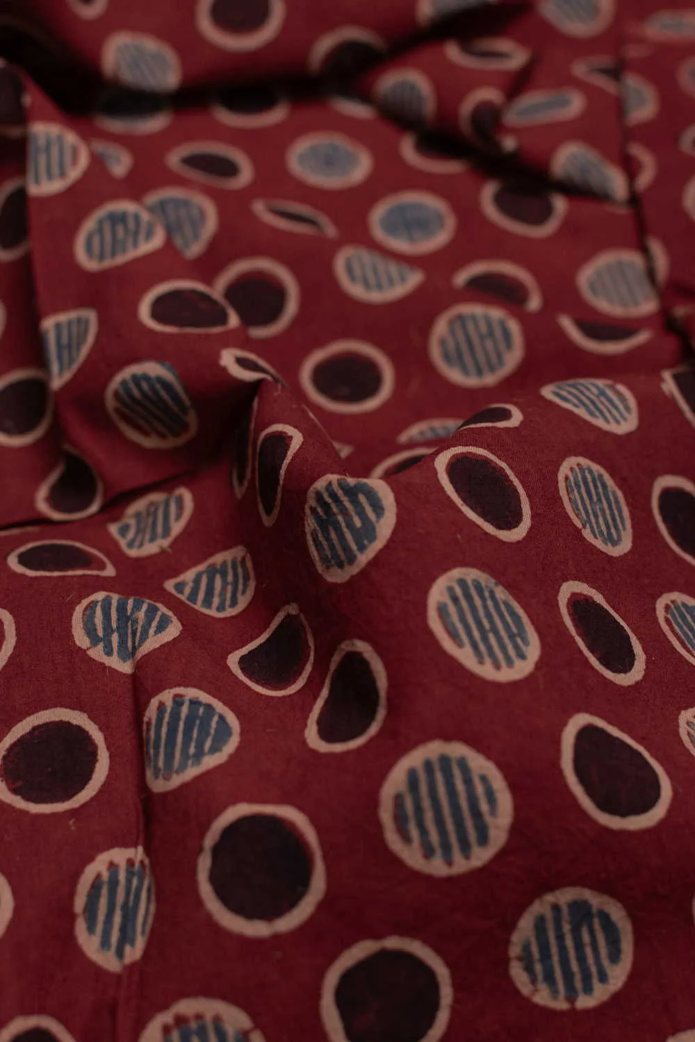 Burnt Maroon Ajrak Cotton Fabric - 0.9m - Image 2