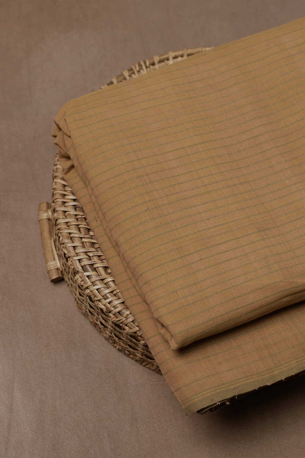 Faint Green Stripes Handspun Cotton Fabric - 0.65m - Image 2