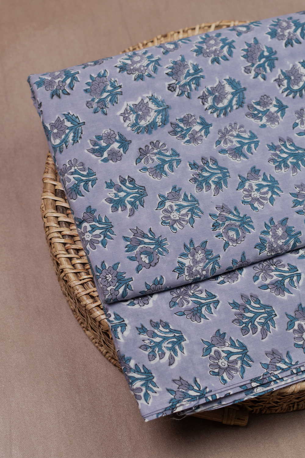 Periwinkle Petal Sanganeri Cotton Fabric - 0.75m,