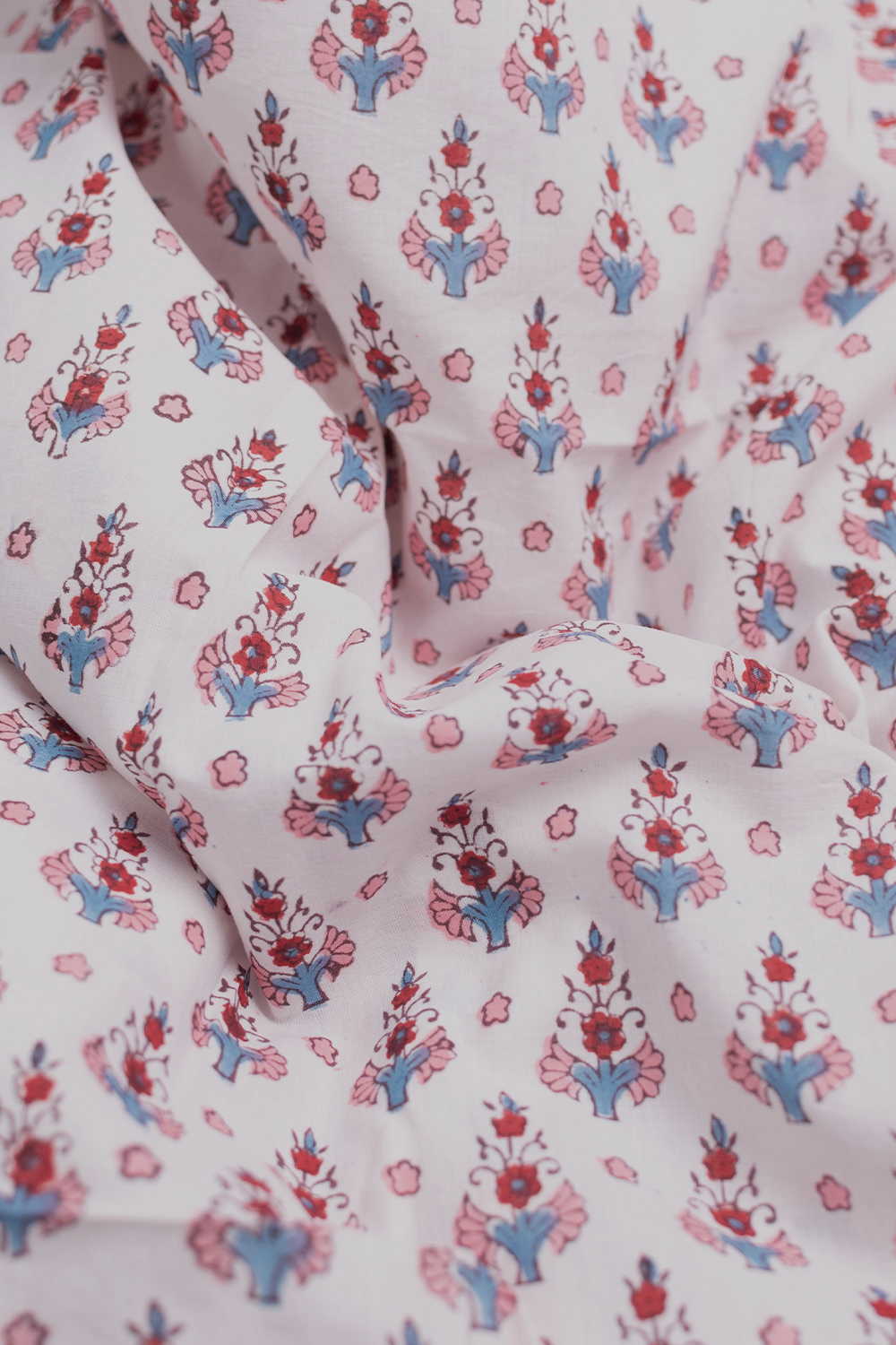 Bloom Tales - Cream Sanganeri Cotton Fabric-0.6m - Image 2